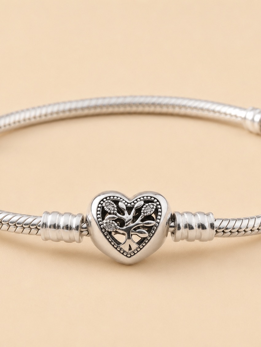 Pandora Sterling Silver Heart Tree Of Life Charm Bracelet - Silver
